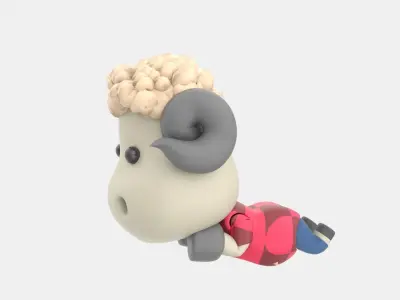 Cute Sheep 3D Illustration 3D model purchase