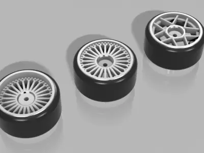 WEDS 3 pack wheels in HW scale 3D print model