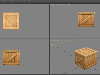 Cartoon Square Wooden Box-Goods Low-poly 3D model