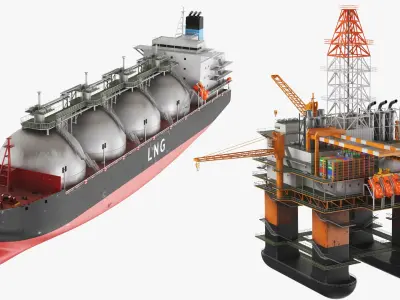  Detailed Oil Platform And Ship 