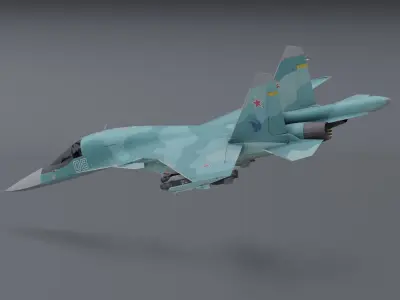 Su-34 Fullback Low-poly 3D model