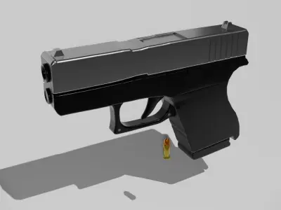 LOW POLY GUN shotgun with bullets Low-poly 3D model