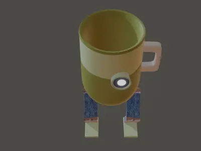 Walking Coffee Mug Robot  3D Model 3D model