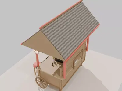 Japanese Oden Yatai Food Stall - Low Poly Game Ready PBR Low-poly 3D model