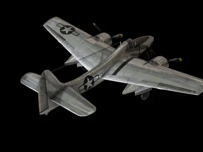 Grumman F7F Tigercat Low-poly 3D model