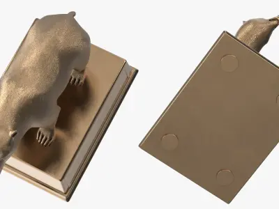  Bronze Bear Figurine on Stand 