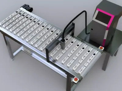 Conveyor System with Marking Unit and Presence Sensor 3D model