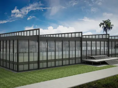 Modern Glass Office Building 3D model
