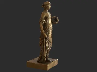 Roman Woman Statue - Gold Low-poly 3D model