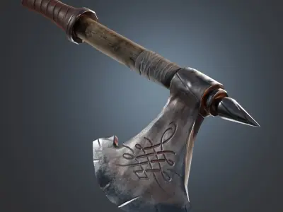 Axe Low-poly 3D model viking Free low-poly 3D model