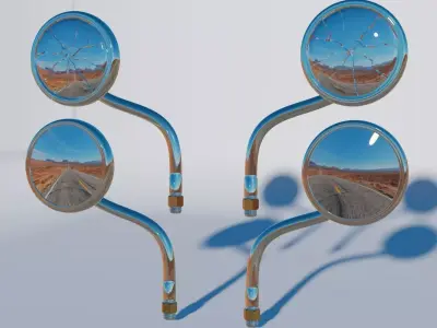 classic rearview mirror cracked 3D model