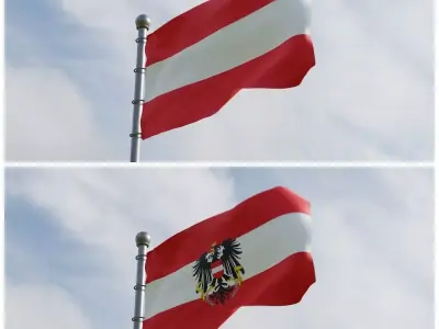 Animated Austia Flags 3D model