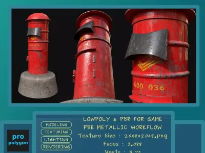 Letter Box Red Low-poly 3D model