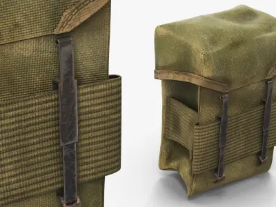 Retro Military Marked Ammo Pouch US Olive Old 3D model