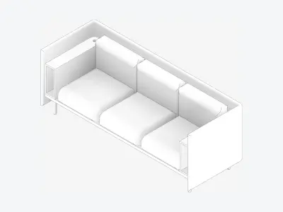 Sofa - Contemporary - Flame - Medium - Armrest Shelf Low-poly 3D model