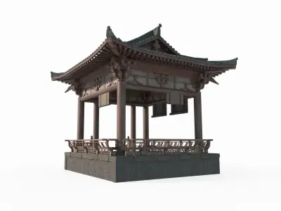 Asian ancient architectural landscape pavilion 3D model