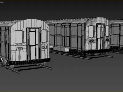 3 trains low   high poly subdiv 1 and 2 Low-poly 3D model