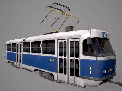 Old Tram  Low-poly 3D model