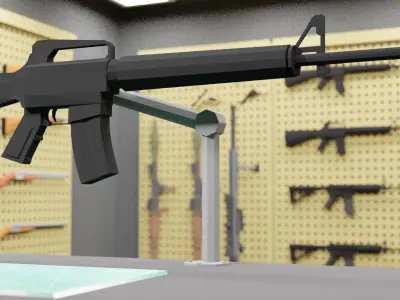Low poly M16 rifle Low-poly 3D model