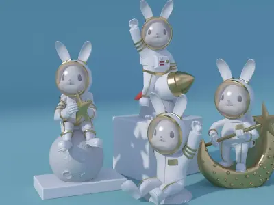 Pop Mart-Astronaut Sculpture Ornament 3D model