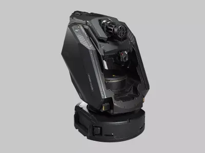 Automatic Sci-Fi Gatling turret Low-poly 3D model