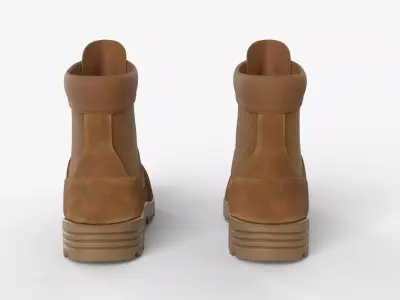 Military-Style Boots in Brown Color 3D model