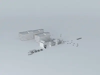 Movie Set group of buildings 3D model
