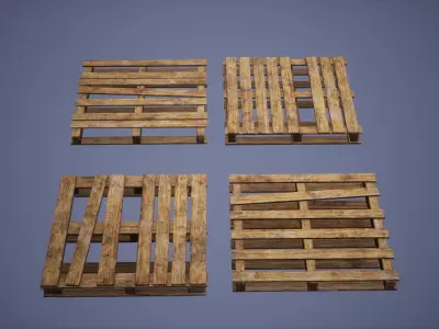Pallets Low Poly Game Ready wooden Low-poly 3D model