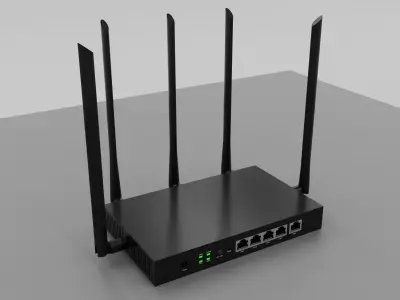 High-Poly Industrial 5G Router - Enterprise Wireless Access 3D model