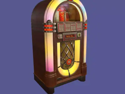 Classic Vintage Wooden Jukebox Rockola Low-poly 3D model