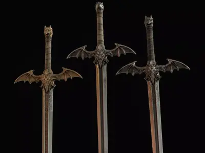 Demon Dragon Sword Low-poly 3D model