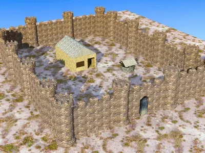 3D Castle Model in desert Free low-poly 3D model