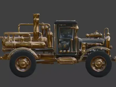 Steampunk Military Supply Truck 3D Model Low-poly 3D model