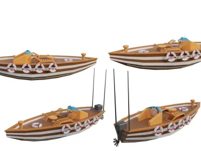 Low Poly Boats - 8 Models Low-poly 3D model