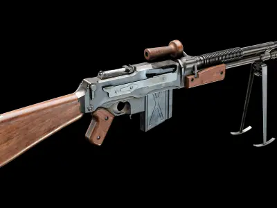 FN Model-D world war ii rifle Low-poly 3D model