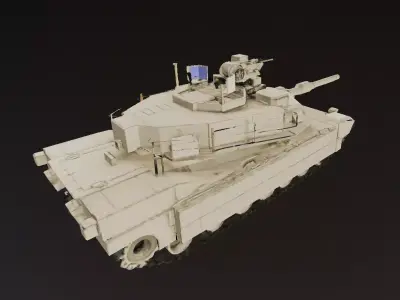 Desert White Battle Tank 3D Model Low-poly 3D model