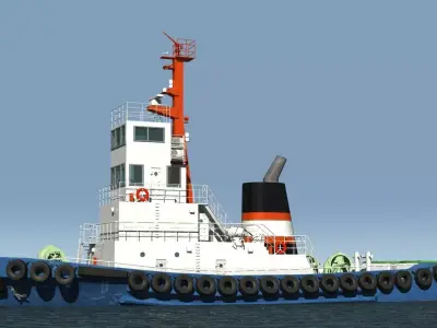 civilian tug boat 3D model