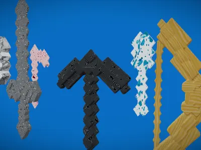 Minecraft weapon bundle 3D model