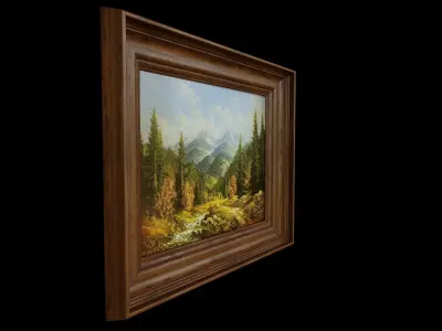 River Forest Oil Painting 3D model