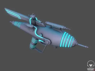 Retro Pbr Textured Raygun Low-poly 3D model