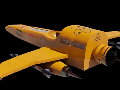Spaceship 3D model fighter jet Low-poly 3D model