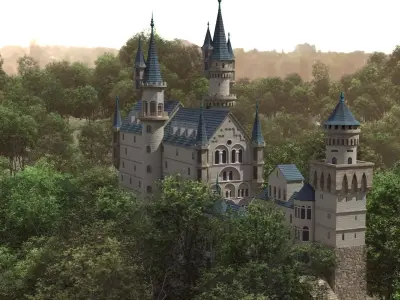 The Castle in middle of forest 3D model