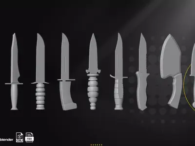 35 Knife Pack Low-poly 3D model