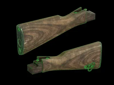 AK - STOCK - AKM WOOD STD Low-poly 3D model