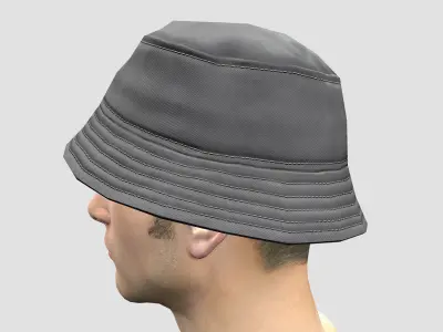 Bucket hat - grey Low-poly 3D model