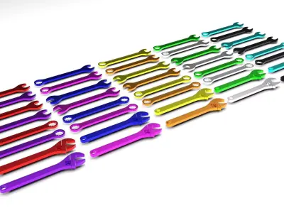 Colored Wrenches Set 3D model