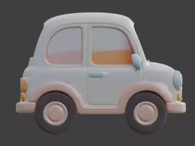 Stylized Pastel Cartoon Car 3D Model Low-poly 3D model