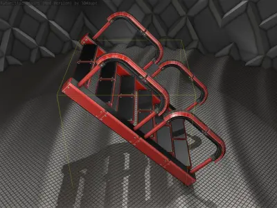 Sci-Fi Stairs - 27 - Red Version Low-poly 3D model
