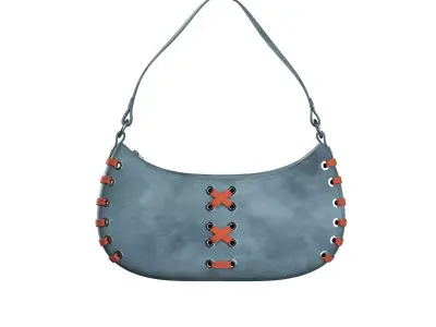 Blue Suede Baguette Bag 3D model