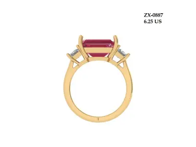 3-Stone-Ring 3D print model buy